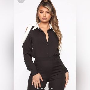 Fashion Nova- Poise and Grace Collared Shirt- NWT